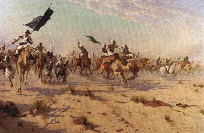 Robert Talbot Kelly The Flight of the Khalifa after his defeat at the battle of Omdurman, 2nd September 1898 oil painting picture